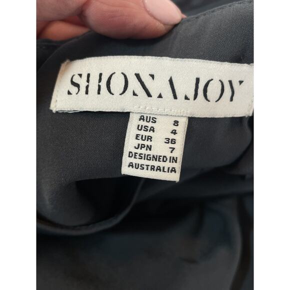 Shona Joy Revolve Core Knot Dress Size 4 Gray Draped Halter Tulip Hem Runs Small - Picture 16 of 16